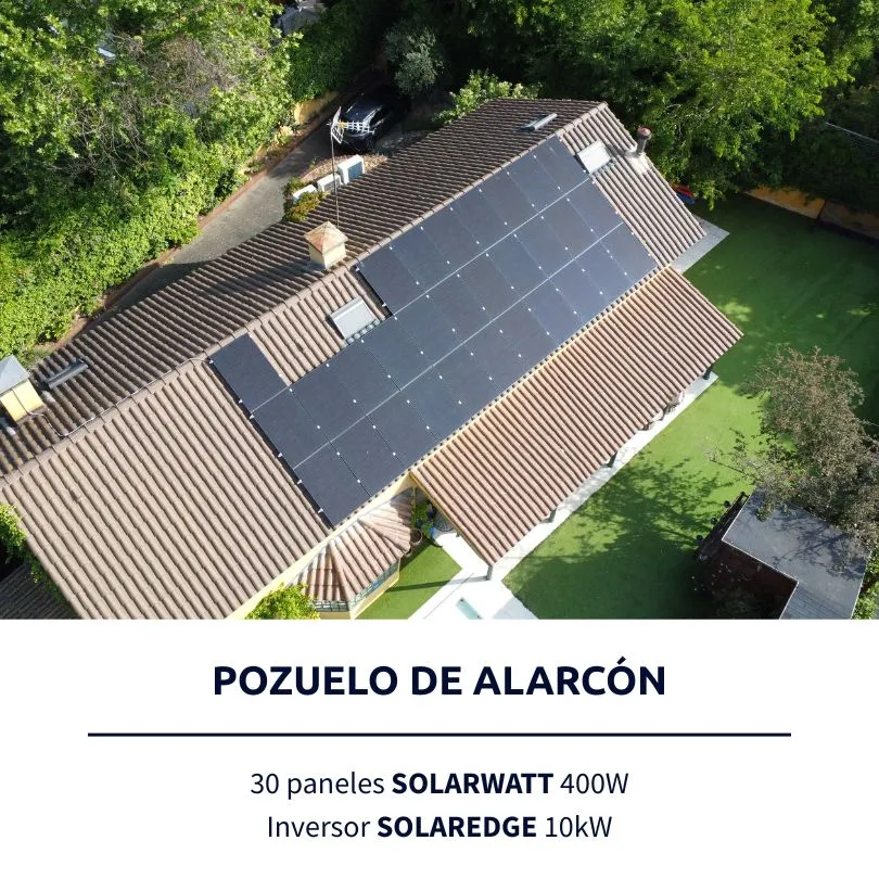 Instalación solar de Lumio en Pozuelo de Alarcón: 30 paneles SOLARWATT 400W, inversor SolarEdge 10kW