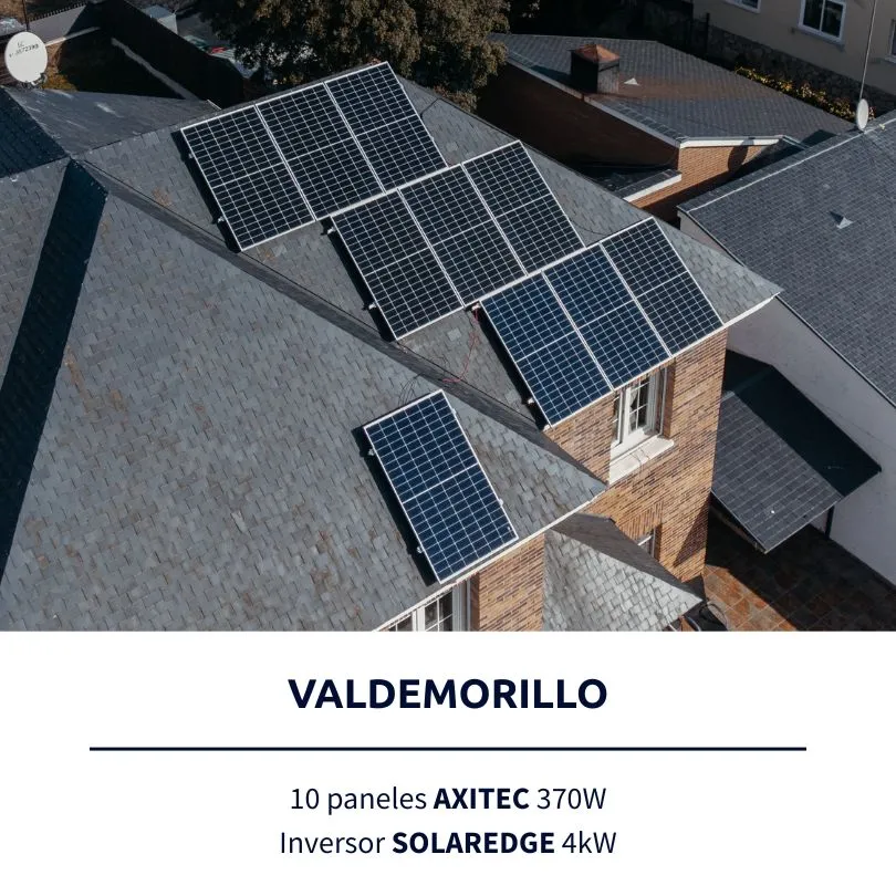 Instalación solar de Lumio en Valdemorillo: 10 paneles AXITEC 370W, inversor SolarEdge 4kW