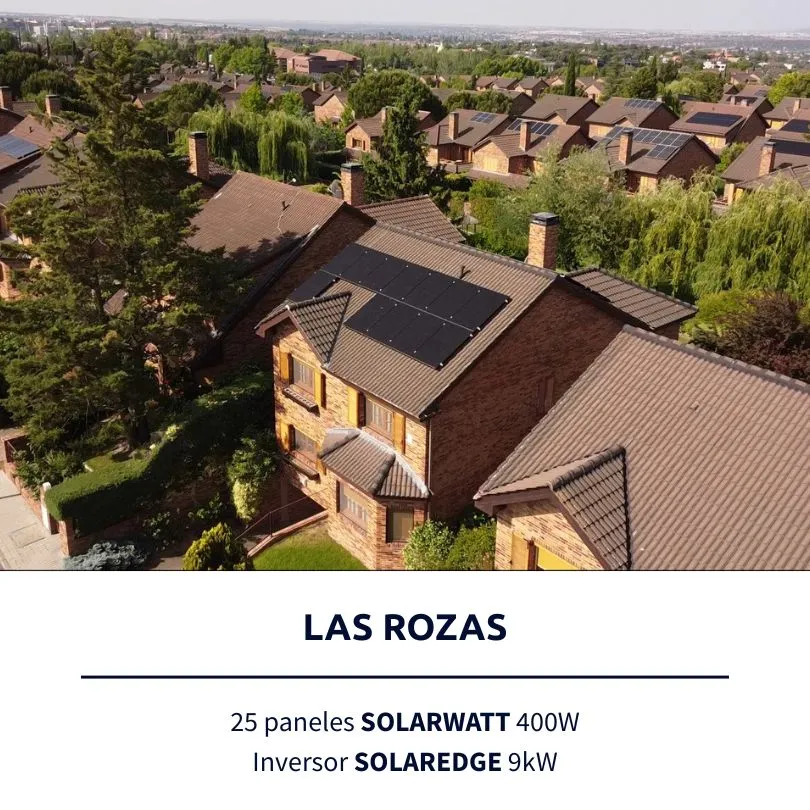 Instalación solar de Lumio en Las Rozas: 25 paneles SOLARWATT 400W, inversor SolarEdge 9kW