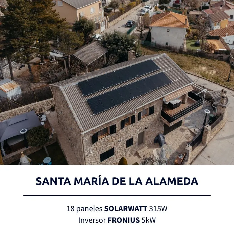 Instalación solar de Lumio en Santa María de la Alameda: 18 paneles SOLARWATT 315W, inversor FRONIUS 5kW