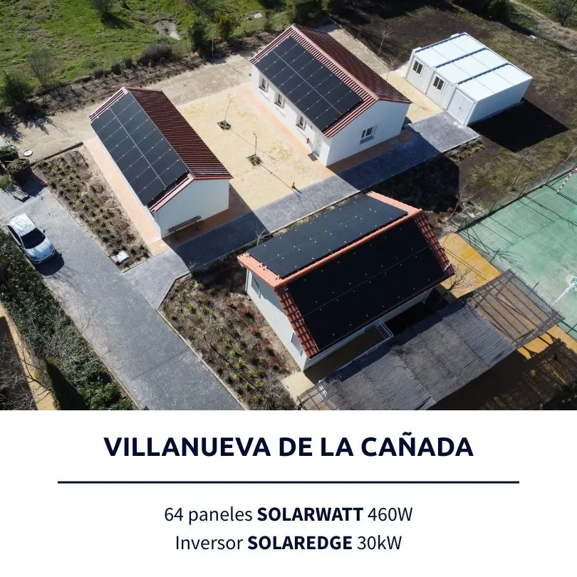 Instalación solar de Lumio en Villanueva de la Cañada: 64 paneles SOLARWATT 460W, inversor SolarEdge 30kW