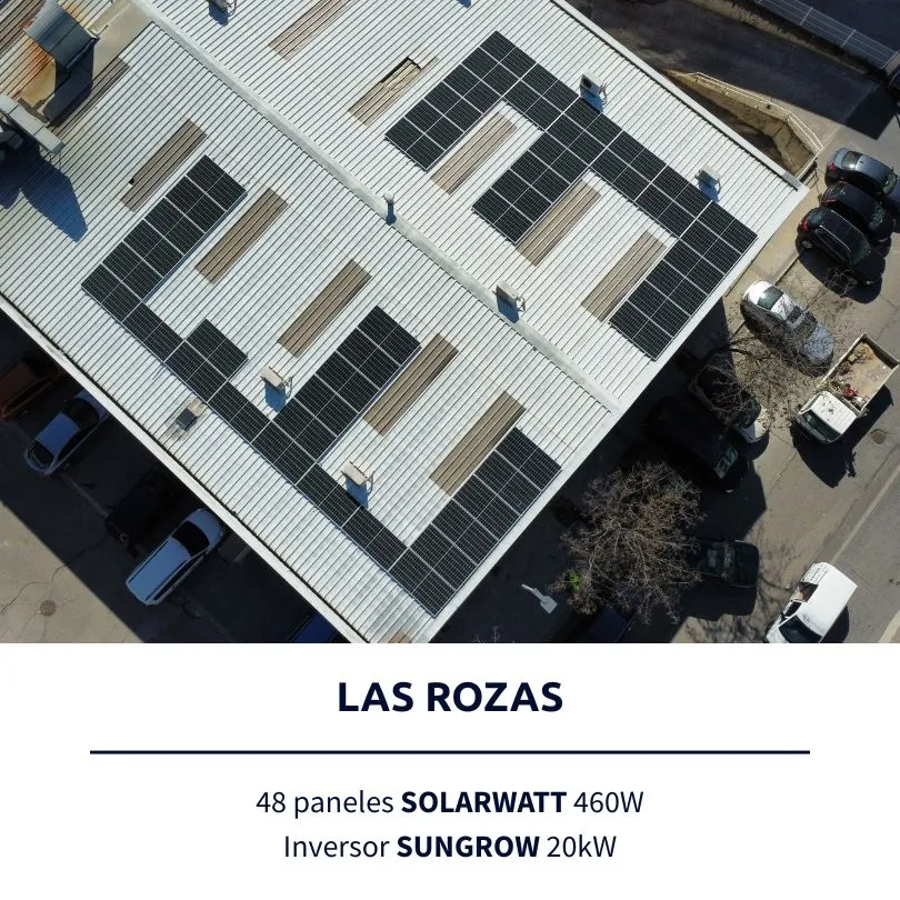 Instalación solar de Lumio en Las Rozas: 48 paneles SOLARWATT 460W, inversor SUNGROW 20kW
