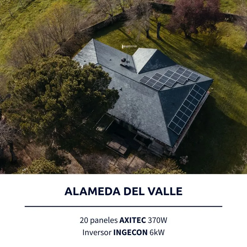 Instalación solar de Lumio en Alameda del Valle: 20 paneles AXITEC 370W, inversor INGECON 6kW