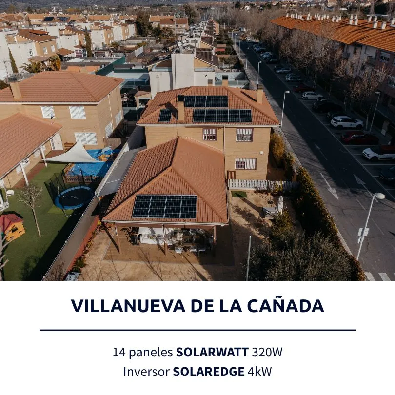 Instalación solar de Lumio en Villanueva de la Cañada: 14 paneles SOLARWATT 320W, inversor SolarEdge 4kW